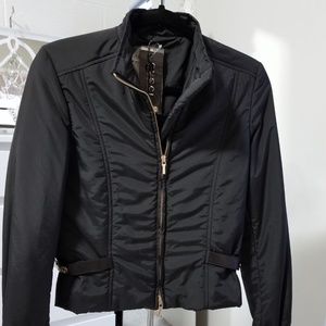 Gucci Black Nylon Jacket  with Leather Accents   Authentic. Tags  Size 38